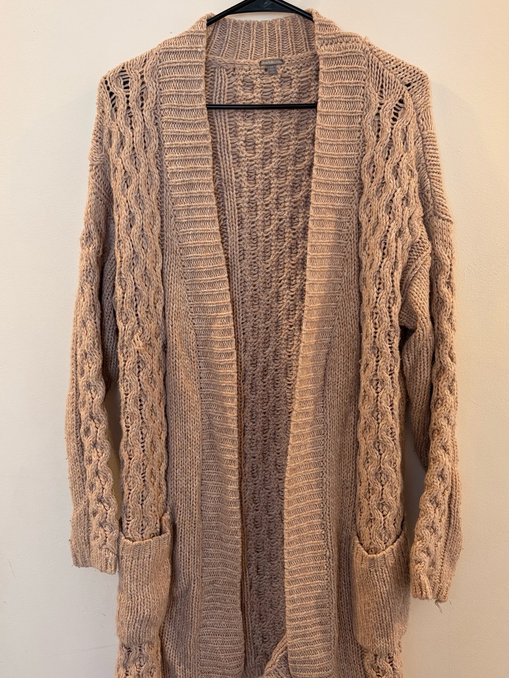 Charlotte Russe Blush Cable Knit Open-Front Cardigan